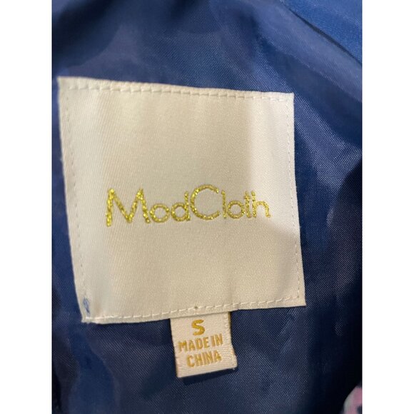 ModCloth Floral A-Line Midi Skirt S Polyester Navy Multicolor Pockets - Picture 8 of 16